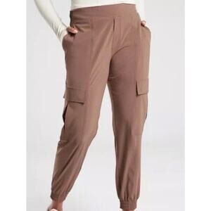 Athleta Chelsea Utility Jogger Lined Cargo Pant Mineral Brown Women's Size 10